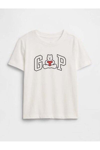GAP Kids Gap Erkek Bebek Logo Ayıcık Baskı Kısa Kollu Tişört 0-5 Yaş BEYAZ