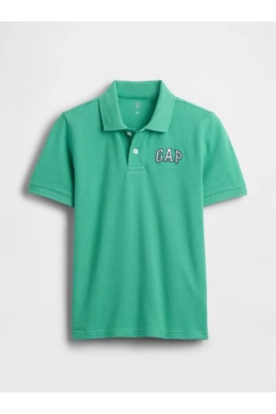 GAP Kids Gap boys' green logo detail pike polo collar t-shirt, ages 4-16, green