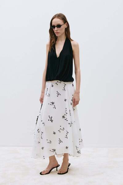 Suud Collection Black Nina Draped Halter Top