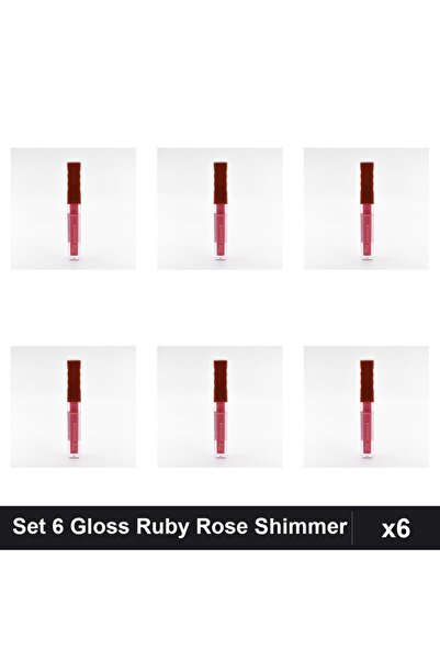 Ruby Rose Set of 6 Lip Gloss The Shimmer 02, Volumizing Gloss, Makeup