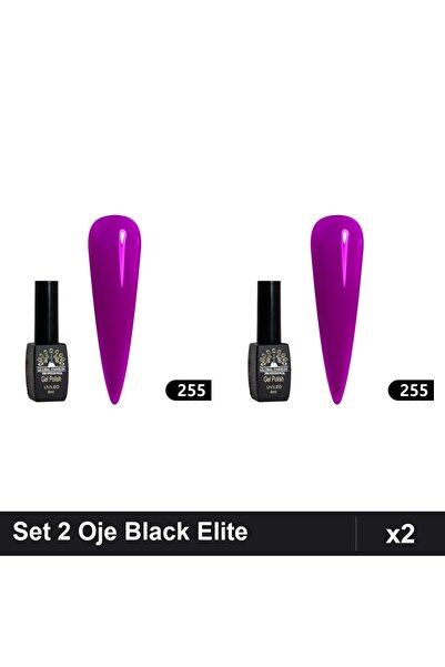 global fashion Set 2 Oje Semipermanente Black Elite 8ml, Manichiura UV/LED Pr...