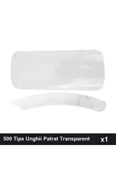 NAİLS Tips Unghii Patrat Transparent 500 Buc, Set Complet Manichiura Profesio...
