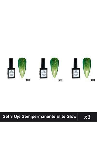 global fashion Set 3 Oje Semipermanente Elite Glow 15ml, Gel Polish UV/LED