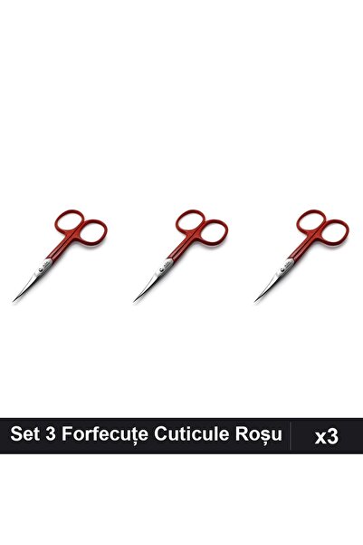 One Group Set 3 Forfecuțe Profesionale Cuticule Roșu, Manichiură