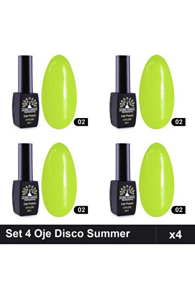 global fashion Set 4 Oje Semipermanente Disco Summer 02, 8ml fiecare, Manichi...