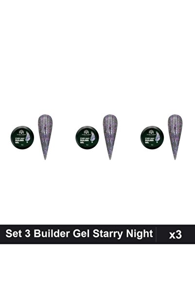 global fashion Set 3 Builder Gel Starry Night Nr.06 15g, Constructie Unghii, ...