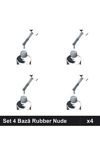 FSM Set 4 Bază Rubber Color Nude 15ml, Alb Laptos, Manichiură Gel UV/LED
