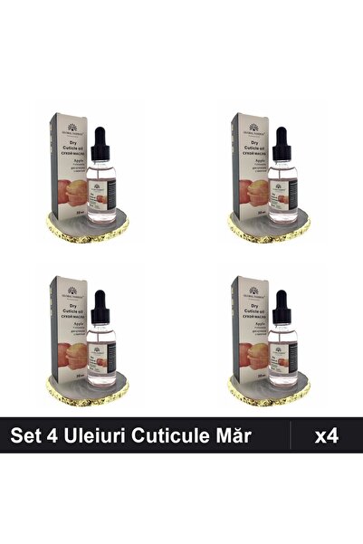global fashion Set 4 Uleiuri Cuticule cu Pipetă, Aromă Măr, 30ml, Îngrijire U...