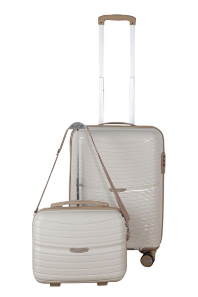 MÇS V379 AURA Y.ÜRETİM PP VALİZ 55 CM + MAKYAJ SİYAH SET