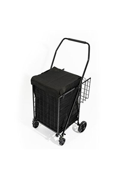 Rafiste 4 Tekerlekli 60 L Katlanabilir Kılıflı Pazar Arabası – 360° Dönebilen...