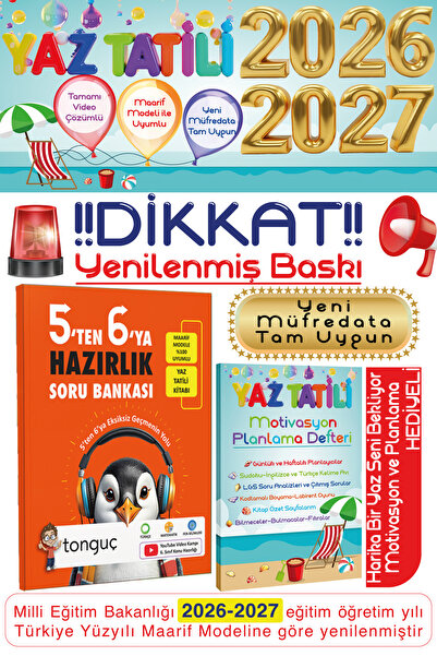 Tonguç Yayınları 5'ten 6'ya Yaz Tatili Hazırlık Soru Bankası Kitabı 5ten 6ya ...