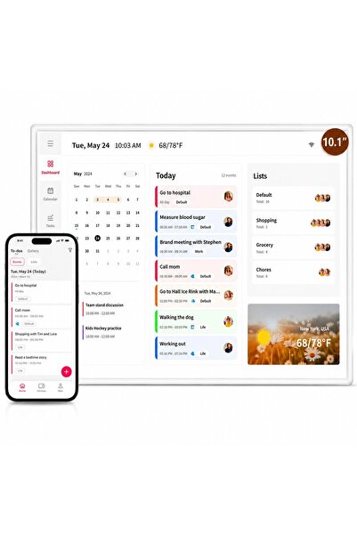 Techone Calendar Rama Foto Digitală WIFI FrameSync, WiFi 2.4/5G, 10 inch, Tou...