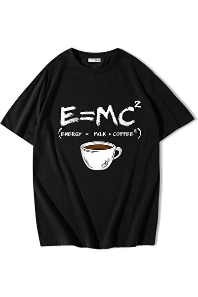 BRZ COLLECTION Tricou Unisex Oversize Energie = Lapte x Cafea Negru