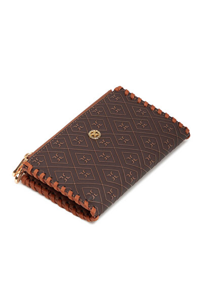 Tergan Kahverengi Print Kadın Cüzdan - S1CB00055828-R9C