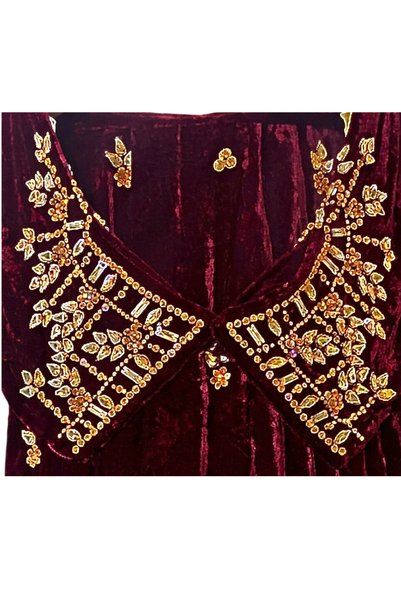 Bab almadina collection Premium Golden Bead Embroidered Velvet Abaya for Occasions