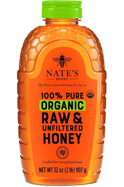 Nature Nate's عسل نقي عضوي خام غير مصفى 100% من نيتز، زجاجة ضغط سعة 907 جرام