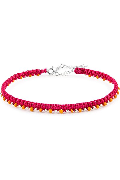MINZA Happy Women's Anklet, 925 Sterling Silver, Woven Braided Anklet, Handma...