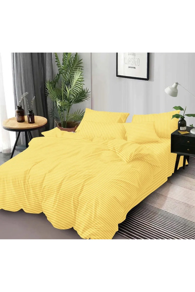 Super Elegant Pucioasa Damask Bedding Set, Double Bed, 6 Pieces, Yellow-DP7