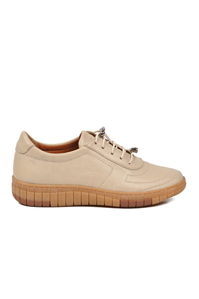 AYAKMOD Beige Genuine Leather Comfortable Sole Women's Casual Shoes 420 Z