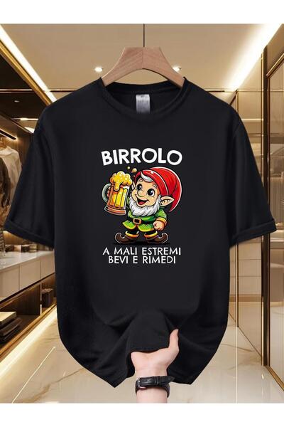 bolivia's Men's Birrolo Beer-Themed T-Shirt - Italian Birrolo Beer Print Crew...