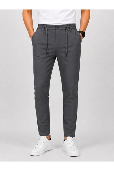 HZR wear Men's Lace-Up Elastic Jogger Chino Slim Fit Lycra Stretchy Trousers