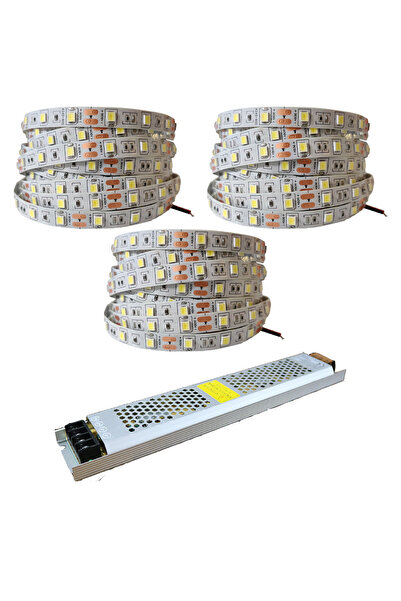AmberLED Yeni Nesil Şerit Led 15 Metre Beyaz + 16.5 Amper 200 Watt Ultra Slim...