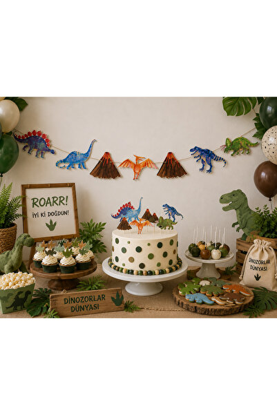 Partifabrik Dekoracija zida i dekoracija torte na temu dinosaurusa, set od 2 ...