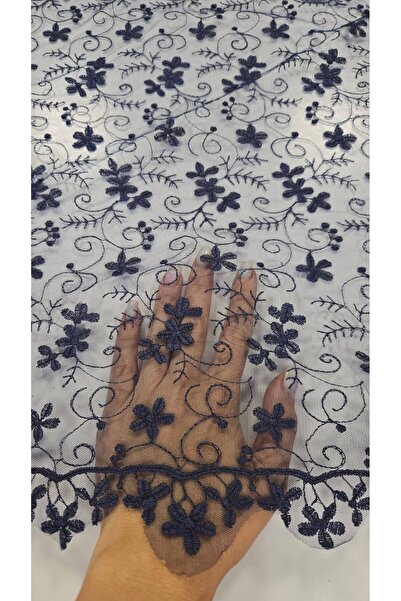 TESATURI OUTLET Navy Blue Embroidery with Patterned – Elegant Material for Dr...