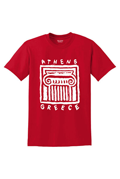 GILDAN Κοντομάνικο βαμβακερό μπλουζάκι Αθήνα Ελλάδα - ΚΟΚΚΙΝΟ, S