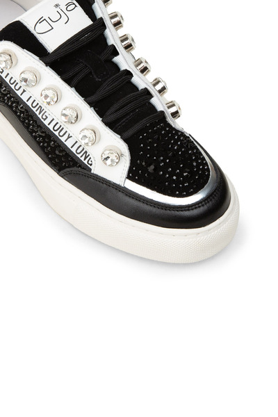 Deery Kadın Hakiki Süet Siyah Taş Detaylı Sneaker