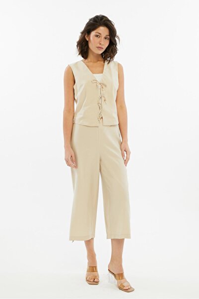 Select Moda Women's Front Tie Pants Suit with Slit Detail