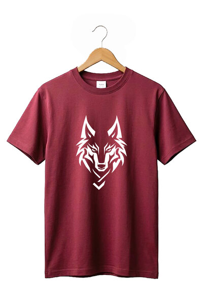 WİDİ Tricou de bază cu guler rotund, cu imprimeu Bozkurt Turkish Wolf, 100% b...