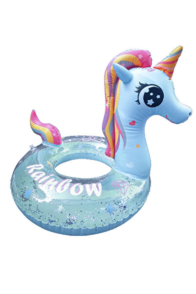 Beniizle Unicorn Desenli İçi Simli Çocuk Havuz ve Deniz Simidi (65cm)