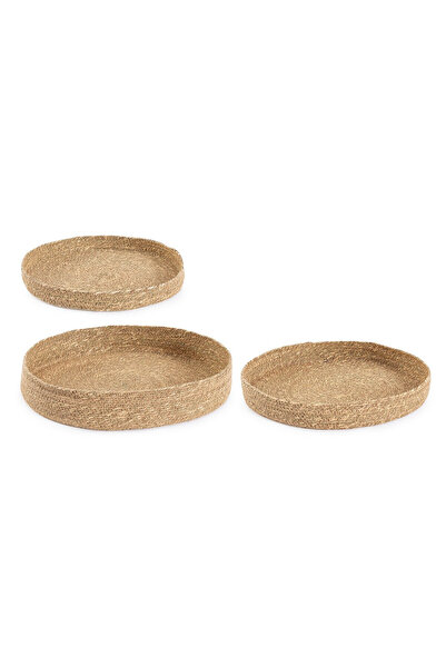 Bizzotto Set of 3 decorative seagrass trays Felicia Ø30x3h; ø35x5h; ø40x7h