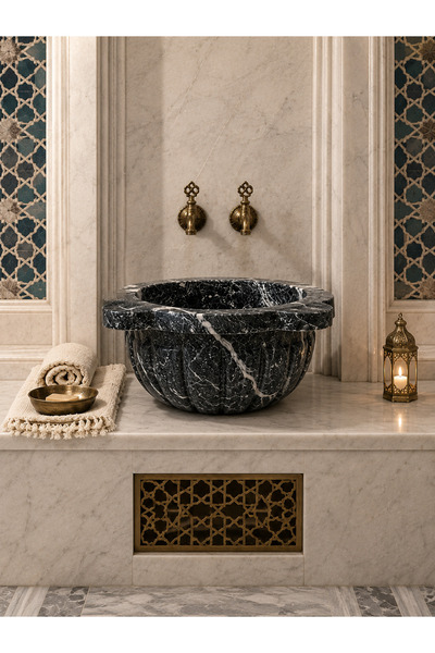 DECA STONE Hamam Kurnası-Siyah Mermer Kurna