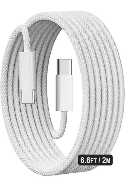Genrice كابل AASHZ من نوع C إلى USB C بطول 2 متر، بقوة 60 واط، مضفر، شحن أسرع...