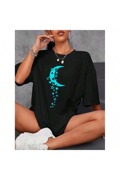 bellanova Oversize Minimalist Graphic Printed Short Sleeve T-Shirt