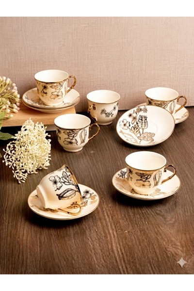 konak alışveriş Glory Porcelain 6-Piece Coffee Cup Set