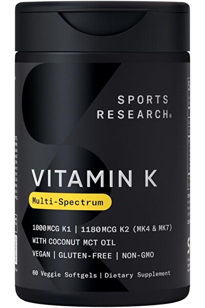 Sports Research فيتامين ك متعدد الطيف - ثلاثة أنواع من فيتامين ك: K1، K2 MK-4...
