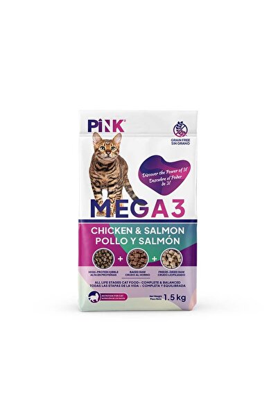 PINK MEGA 3 Grain-Free Cat Food - Triple- Kibble & Freeze-Dried & Air-Dried R...