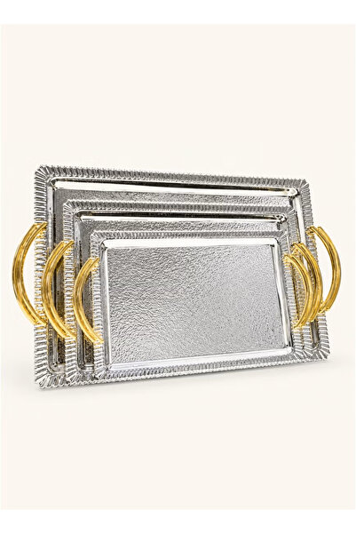السيف (translated: Al Saif) Luxury Silver Serving Trays with Gold Handles |  ...