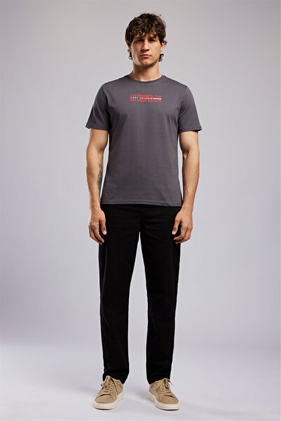 Lee Cooper Ori Men's Regular Fit 100% Cotton Printed T-Shirt Gray