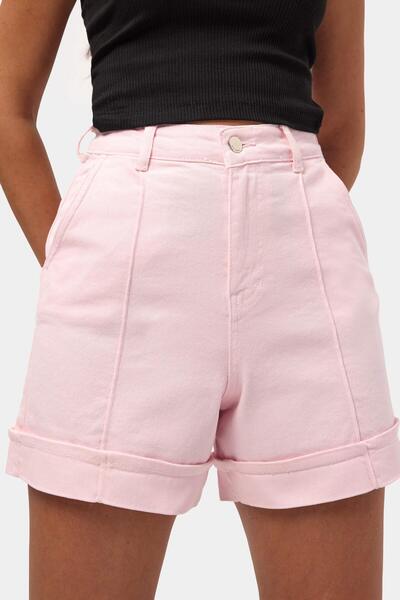 it's basic Women's Light Pink 6S6-98 Straight Fit Relax Denim Shorts