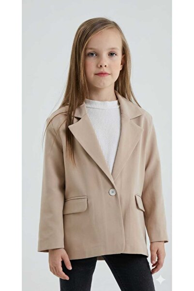 bubiee baby Girl's Beige Stylish Blazer Jacket - Classic Jacket for Special O...