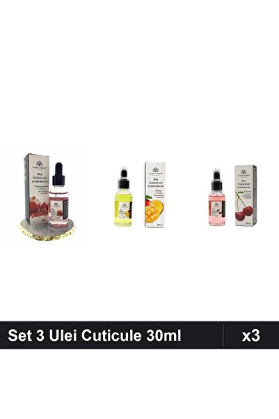 global fashion Set 3 Ulei Cuticule Pipetă 30ml - Rodie, Mango, Cireșe - Îngri...