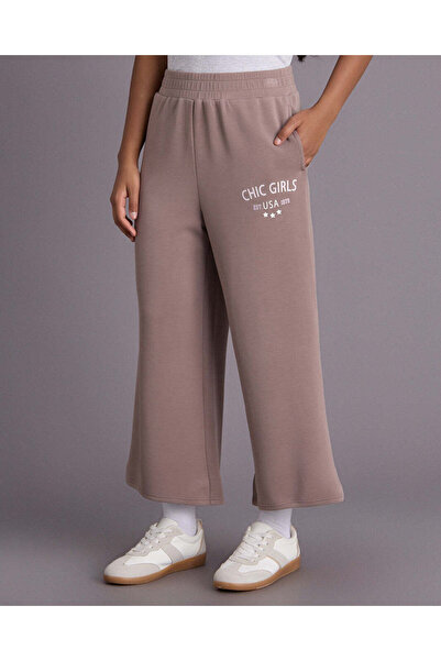 REDTAG Senior Girls Brown Scuba Wideleg Pants