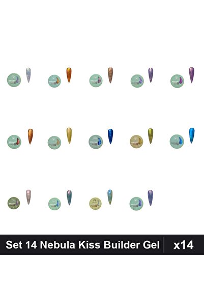 global fashion Set 14 Nebula Kiss Builder Gel 15g - Nr.01-16 Constructie Unghii