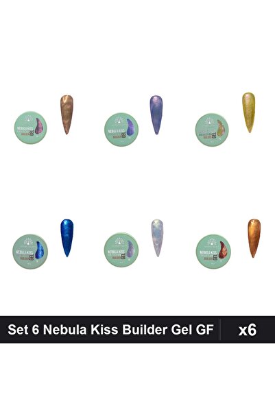 global fashion Set 6 Nebula Kiss Builder Gel 15g - Nr.04 Nr.13 Nr.06 Nr.16 Nr...