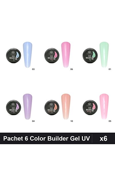 global fashion Set 6 Color Builder Gel UV 15g - Nr.01 Nr.03 Nr.04 Nr.05 Nr.06...