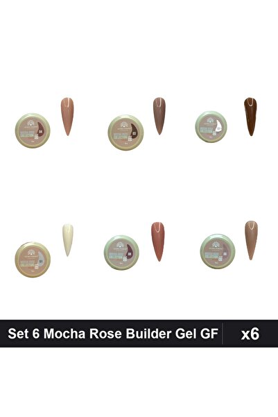 global fashion Set 6 Mocha Rose Builder Gel 15g - Nr.01 Nr.03 Nr.04 Nr.06 Nr....